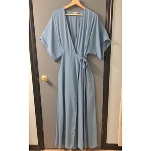 Blue Wrap Maxi Dress